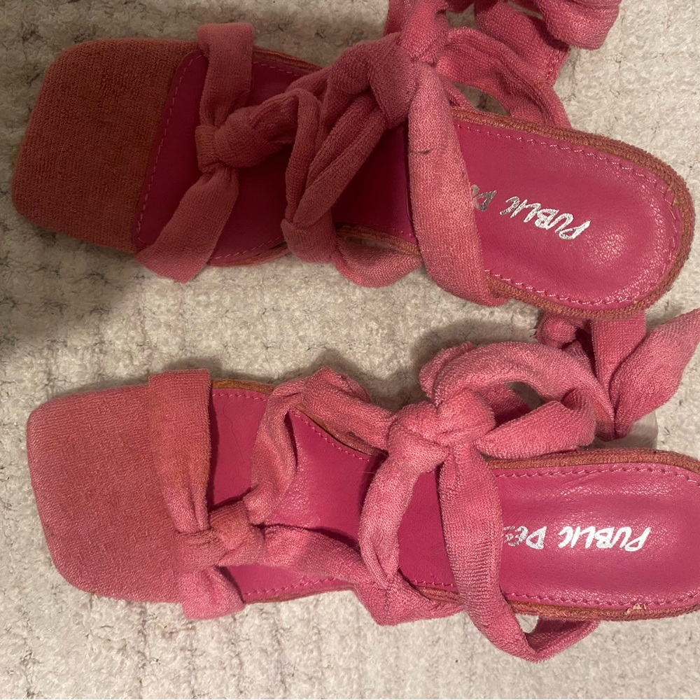 Public Desire Pink Knotted Lace up Sandals